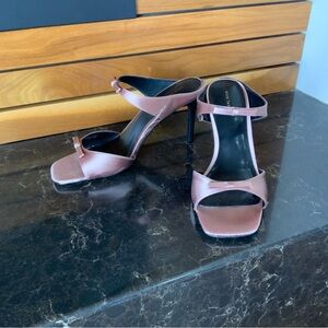 Ann Taylor Rose Blush Satin - Mule Stiletto Sandals